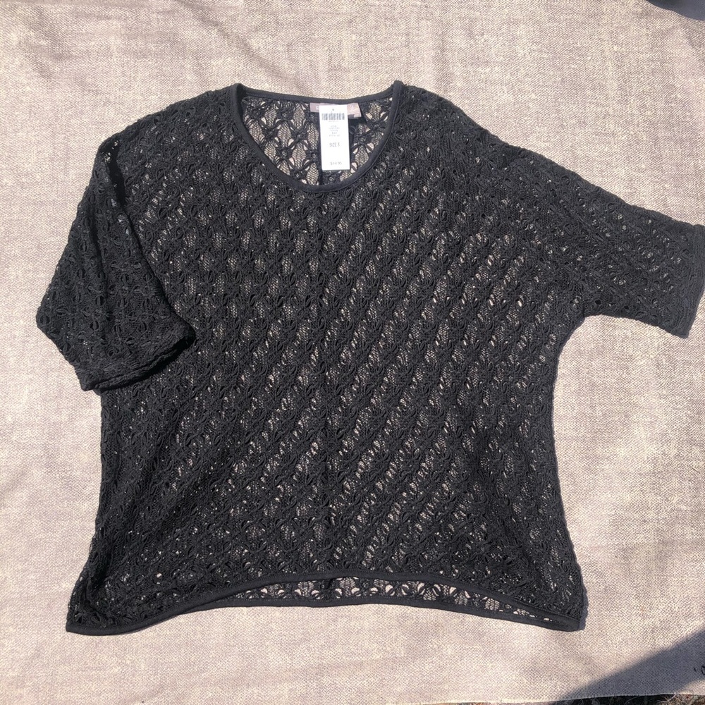 NWT Chico’s Crochet Swim Cover Up Short Sleeve Top